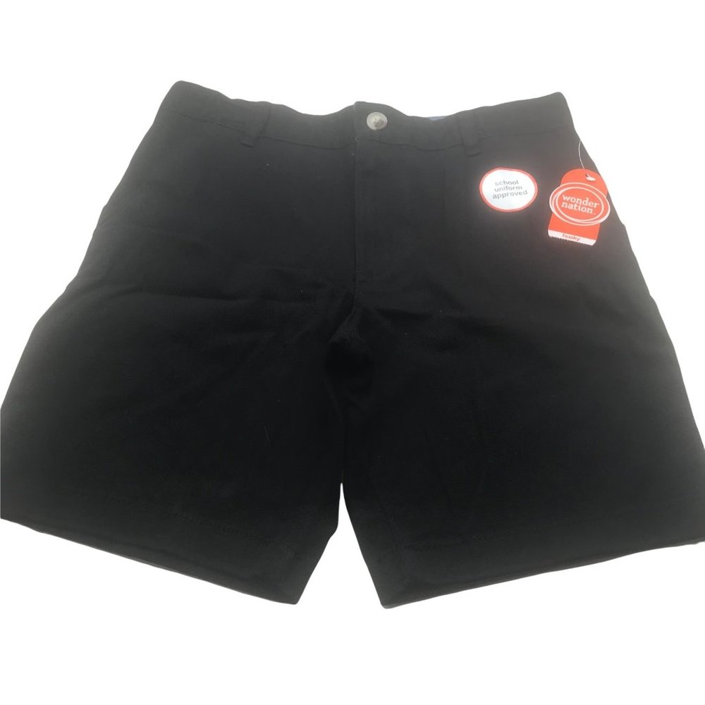 Wonder Nation Boy's Size 10 Husky Adjustable Waist Flat Front Short Black New